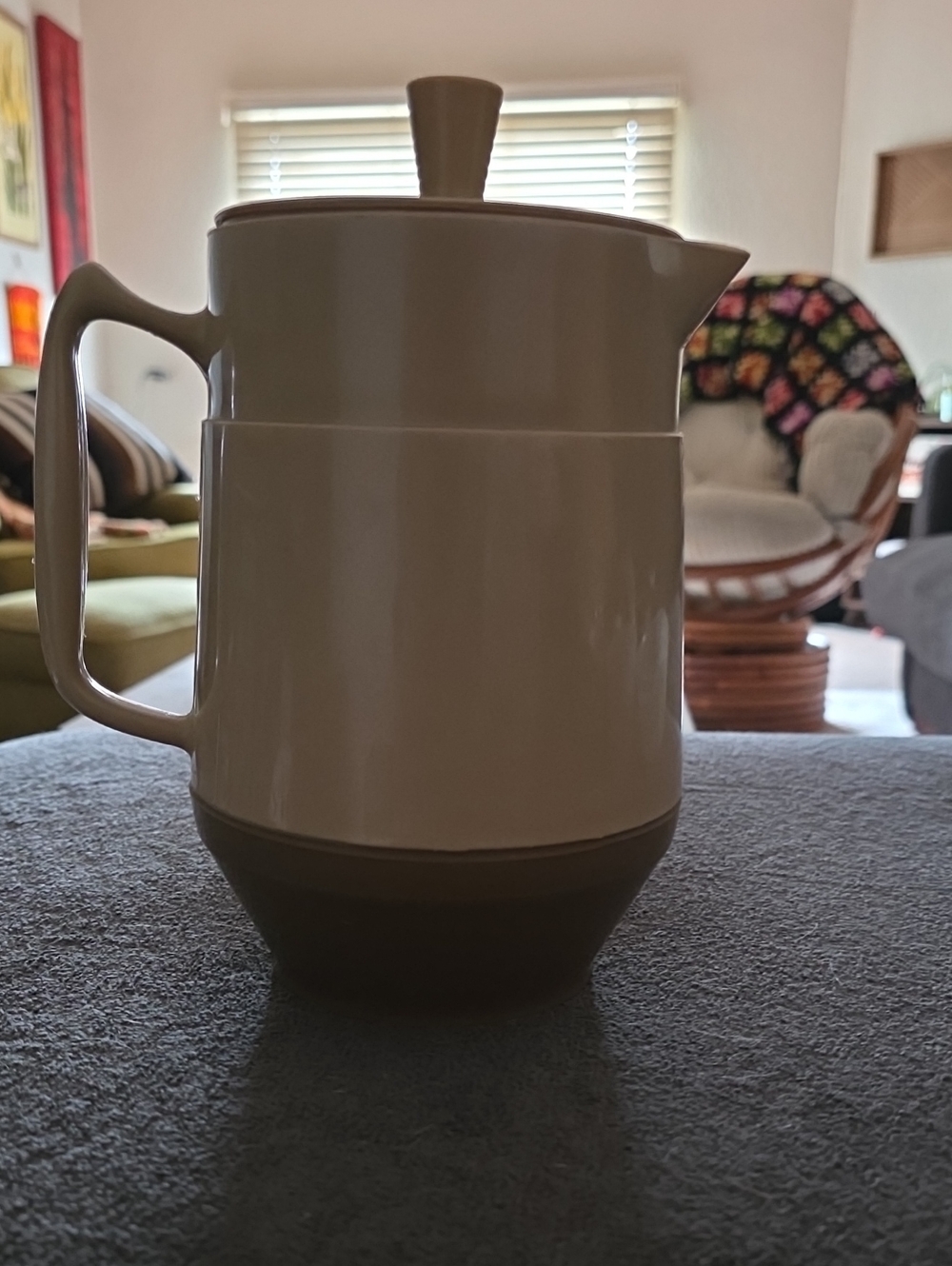 Ceramic Coffee Carafe with Two-Tone Cream and Brown Finish